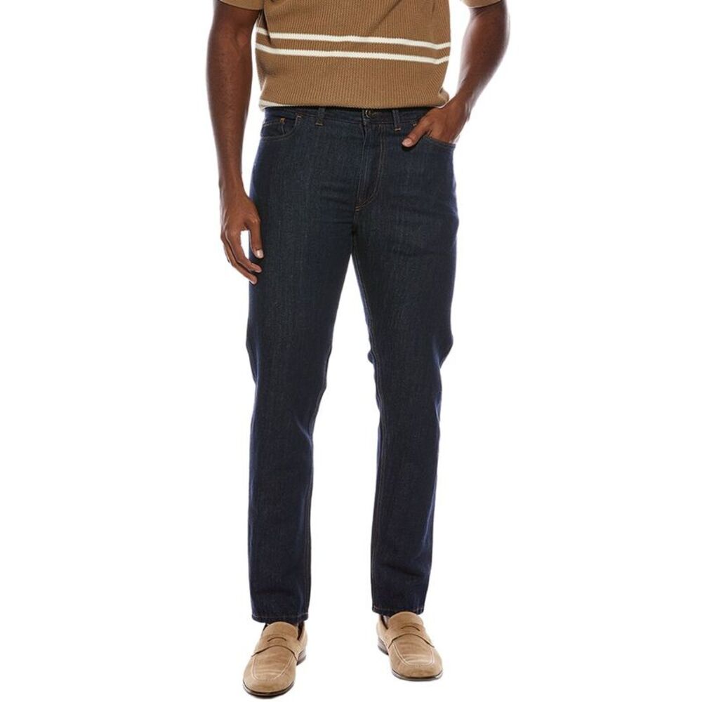 Isaia Mens  Linen-Blend Slim Jean, Blue